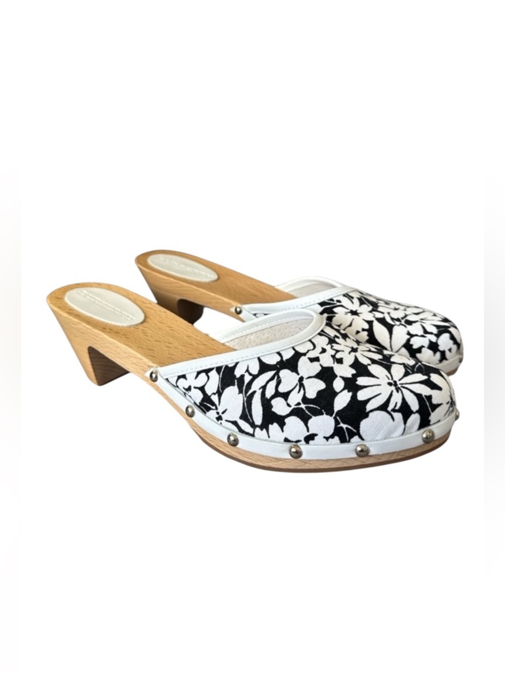 Burberry Floral Wooden Heels Clogs Size 39 US 9 NWT